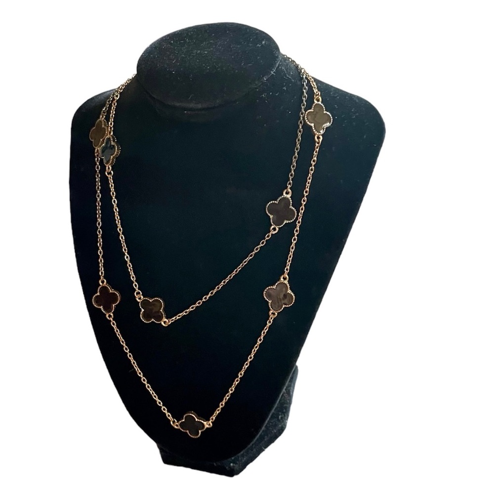 Black & Gold Clover Necklace